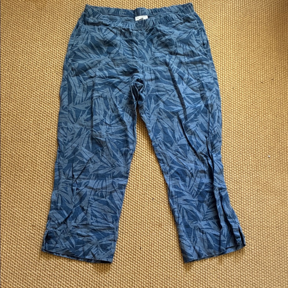 J. Jill Indigo Patterned Linen Pants